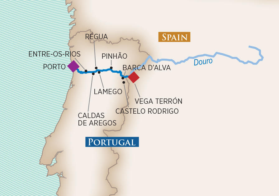 Spain and Portugal cruise stops map