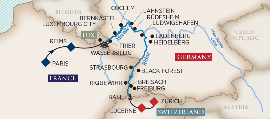 Rhine Moselle River Cruise Map