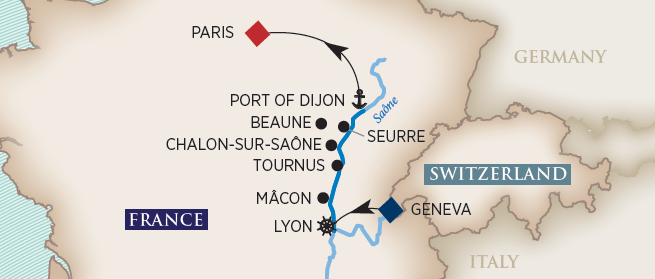 Flavors of Burgundy River Cruise map