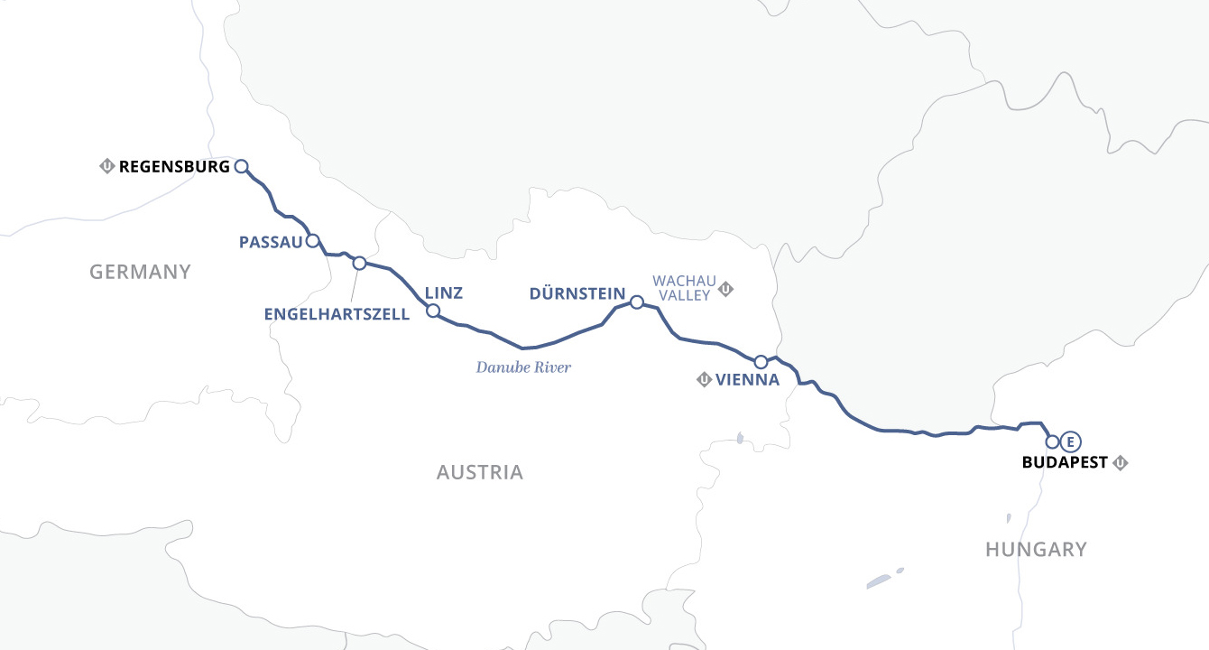 Delightful Danube river cruise itinerary map