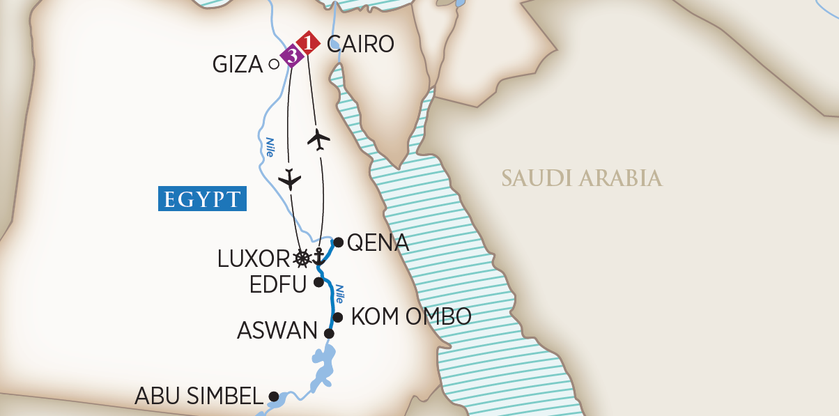 Secrets of Egypt River Cruise Itinerary Map